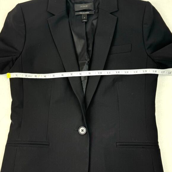 J Crew Italian Wool Blazer Jacket Black Bi Stretch Single Breasted Womens Size 2 - Picture 16 of 16